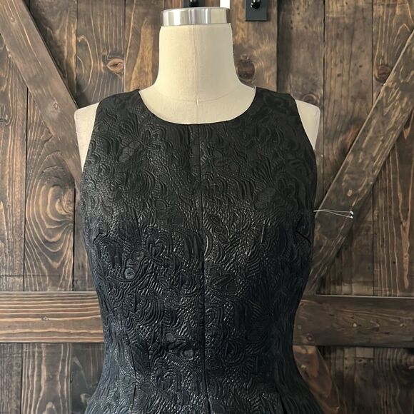 Ina embellished jacquard mini black  dress with side pockets back gold zipper Sm - Picture 2 of 14
